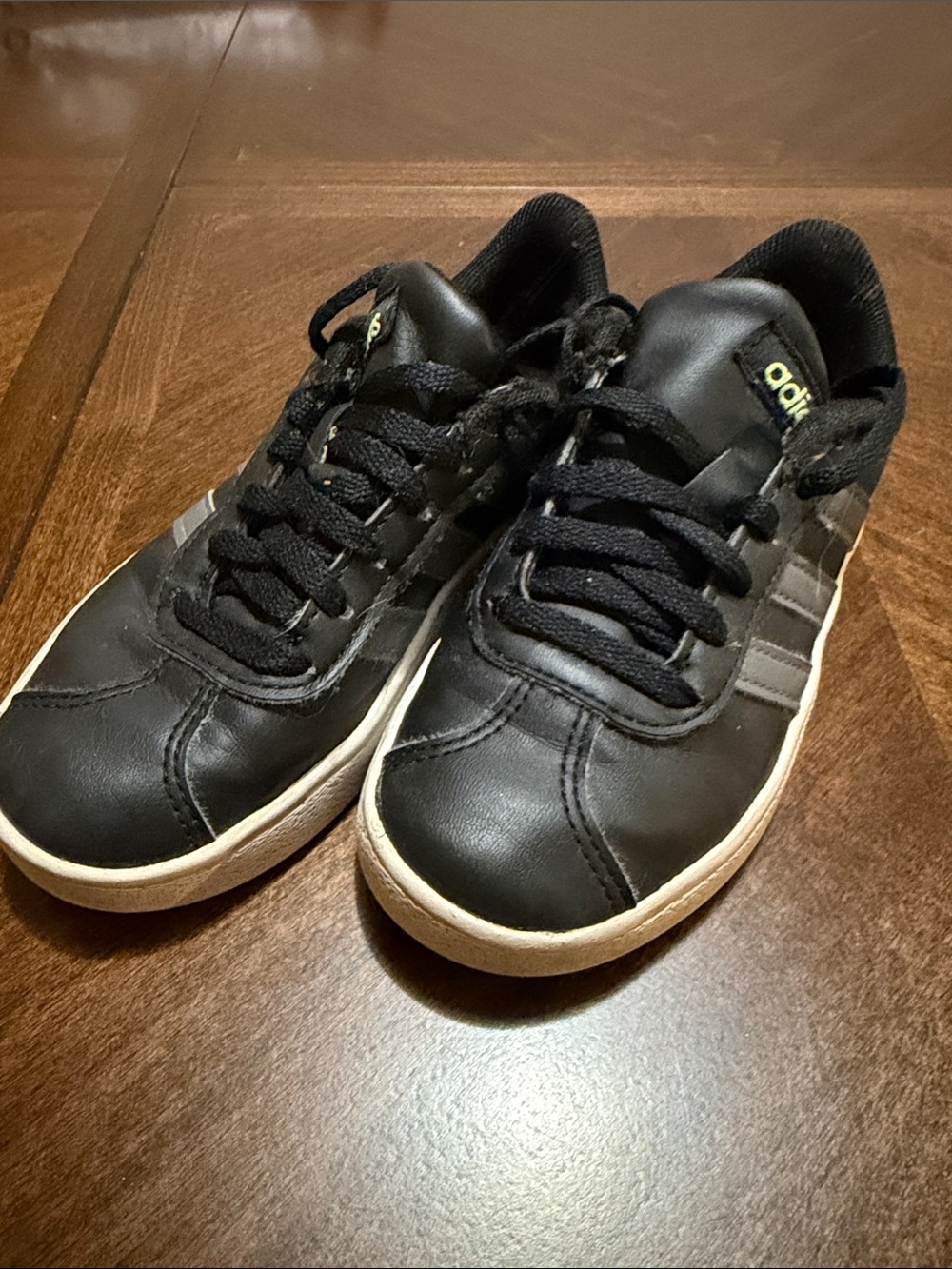 adidas Black Leather Sneakers with Cream Soles